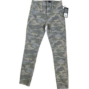 Hudson Camouflage Barbara Super Skinny Jean High Waist Ankle Raw Hem NWT Flaw 25